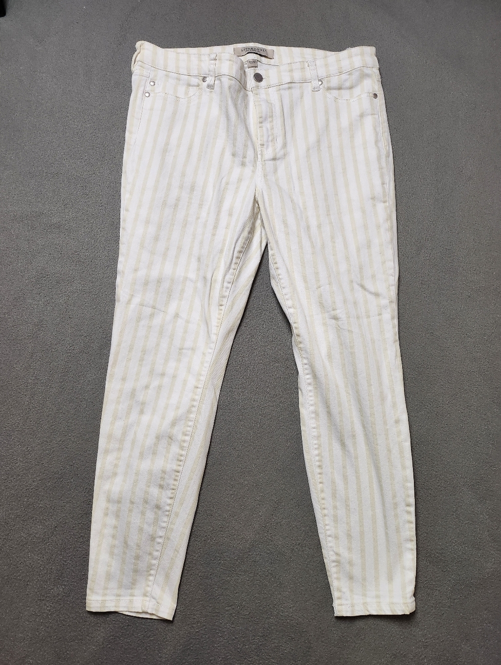 Liverpool Jeans Company Womens Crop White and Tan Striped Jeans